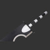 Sword with a black and silver handle on a white background