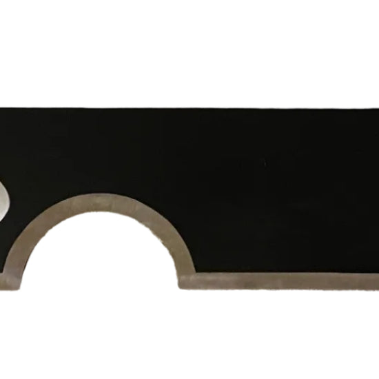 Black sword blade with silver hilt on a white background