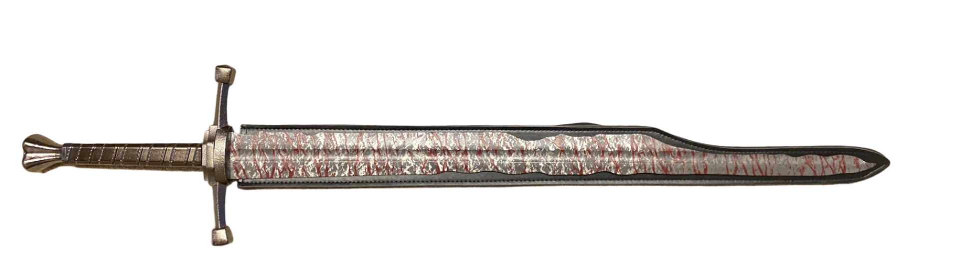 Decorative sword with a detailed handle on a white background