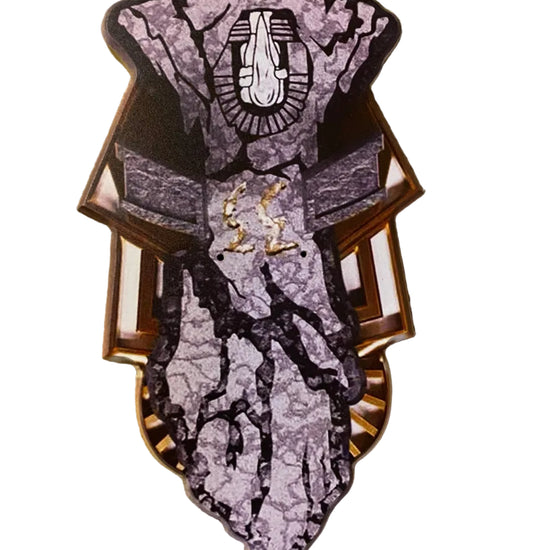 Decorative wall art with a leaf design on a white background