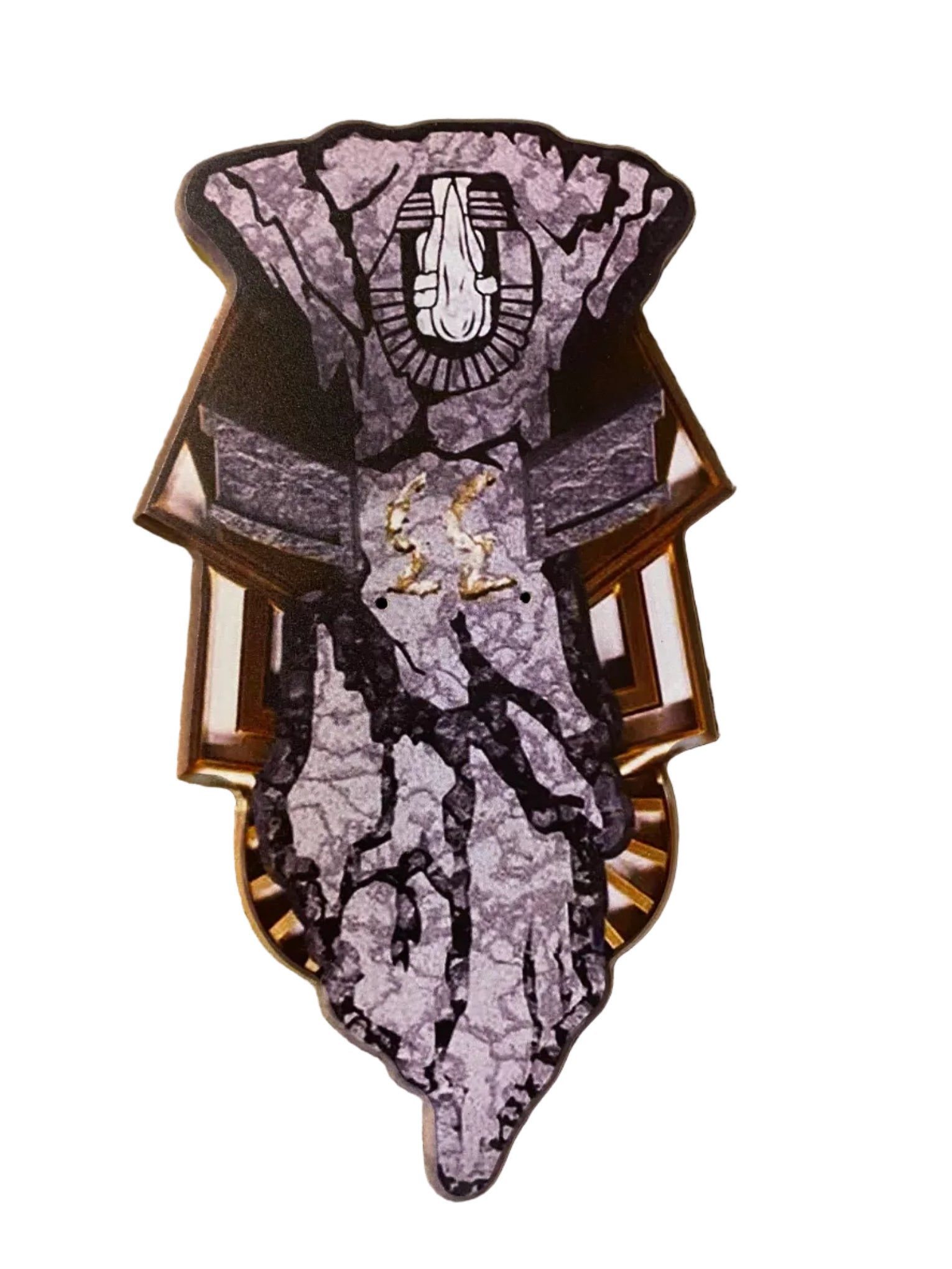 Decorative wall art with a leaf design on a white background