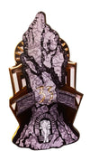 Decorative wall plaque with a purple rock design and gold accents on a white background