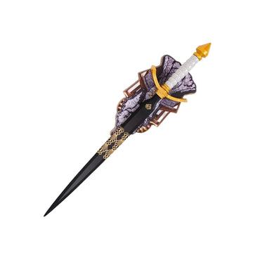 Decorative sword with a purple sheath on a white background