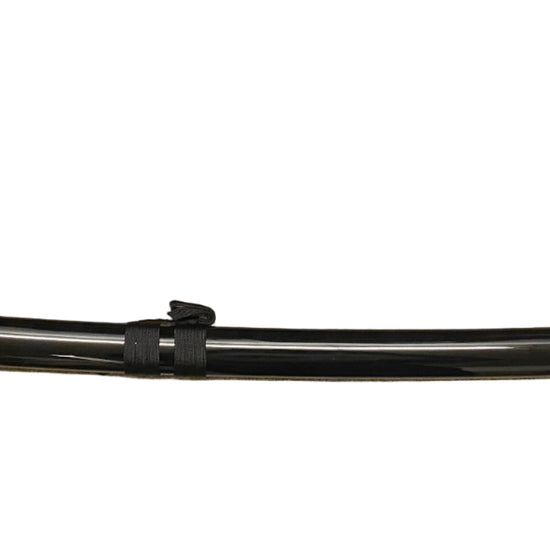 Black sword with red accents on a white background