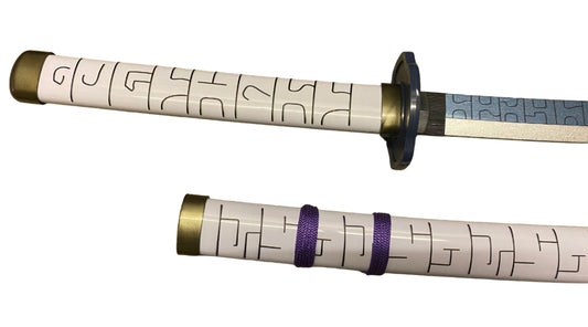 sword handles with decorative patterns on a white background