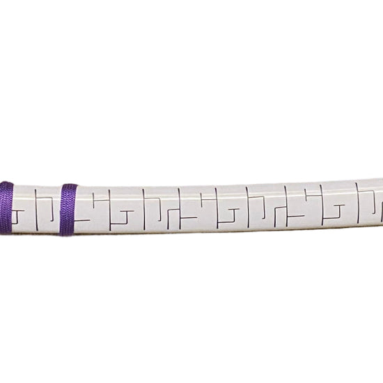 Sword with a white blade and black handle on a white background