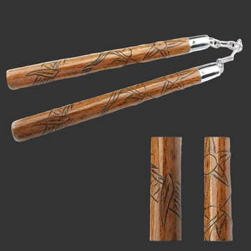 Wood Carved Sun Nunchucks