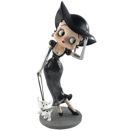 Betty Boop Figurine | Walking Pudgy Black Glitter Dress