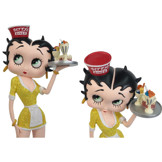 Betty Boop Figurine | Yellow Glitter Diner Waitress