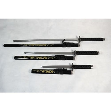 Golden Dragon Black Samurai Sword Set