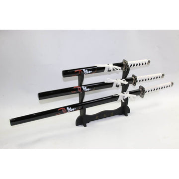 Black & White (Black & Red Writing) Samurai Sword Set