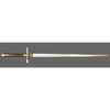 Decorative sword with a gold hilt on a dark gray background