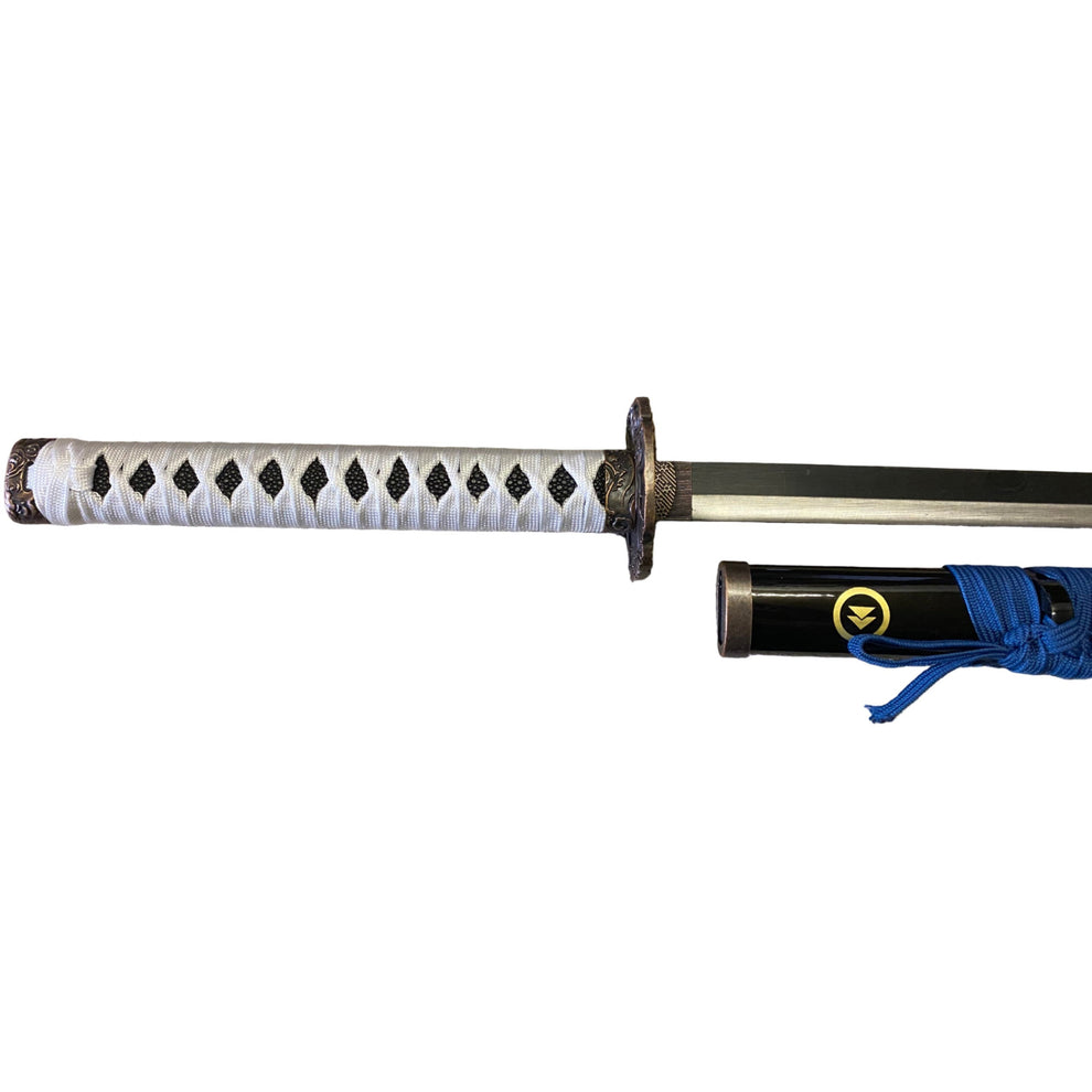 Sword with a black sheath on a white background