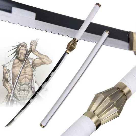 Sword with gold and white handle on a white background