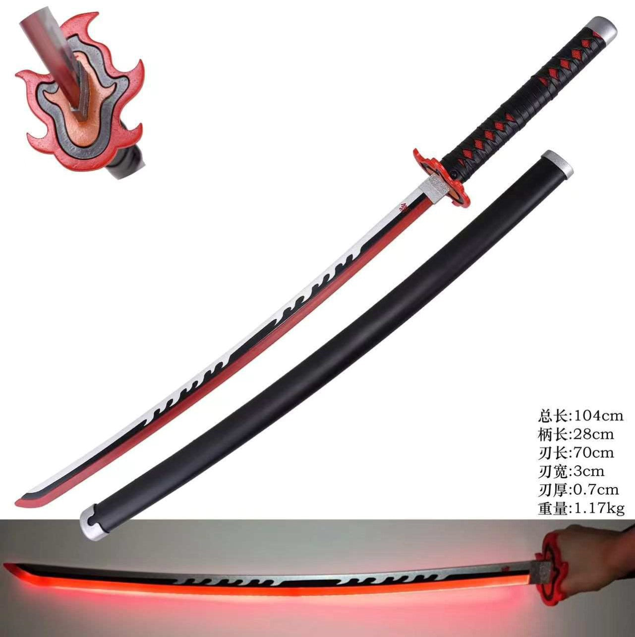 Tanjiro Kamado 2 Nichirin Demon Slayer Metal Light Up Katana Sword Tanjiro Kamado 2 Nichirin Demon Slayer Metal Light Up Katana Sword