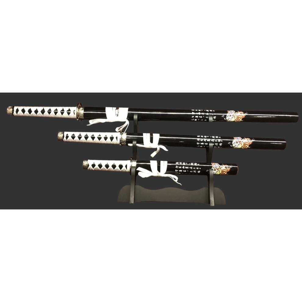 Black & White Dragon Samurai Sword Set