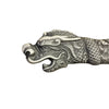 Decorative dragon head sculpture on a white background