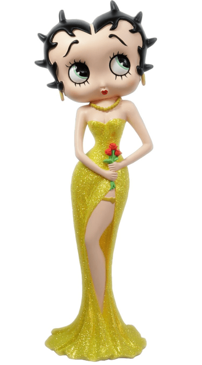 Betty Boop Figurine | Yellow Glitter | Holding Flowers | PRE-ORDER