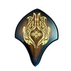 Wooden object with gold tribal design