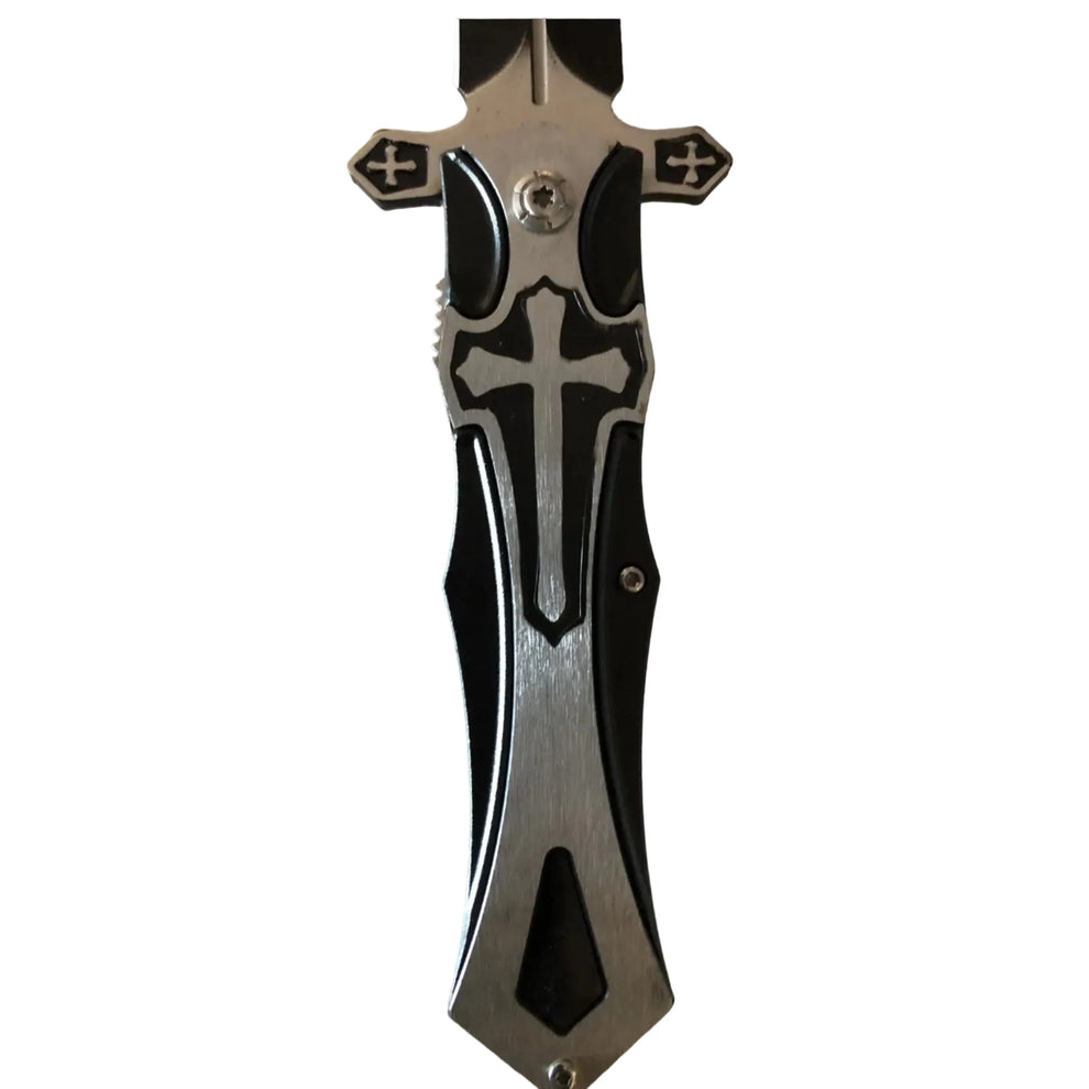 Crucifix Symbol Lock Knife