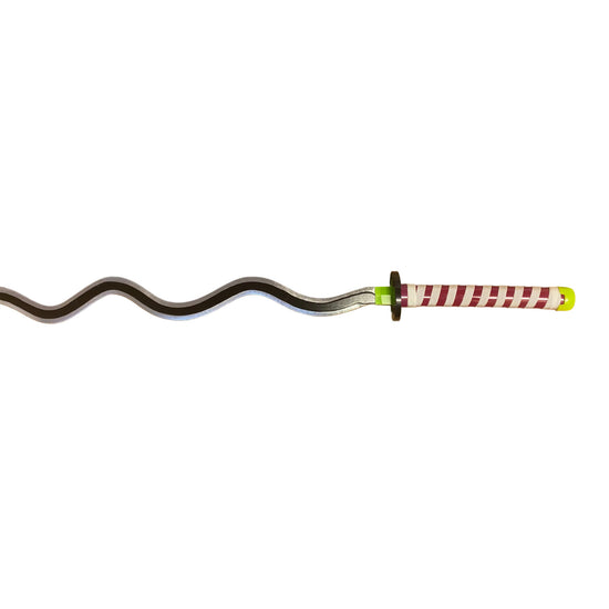 Toy sword with a striped handle on a white background