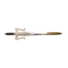 Decorative sword with a gold blade and black handle on a white background