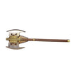 Decorative axe with a detailed head and wooden handle on a white background