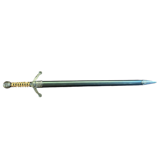 Sword on a textured brown surface