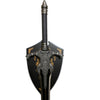 Decorative sword with intricate design on a white background