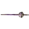 Decorative sword with purple blade and silver hilt on a white background