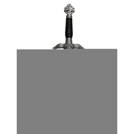 Decorative sword with intricate designs on a white background