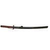 Black sword with red accents on a white background