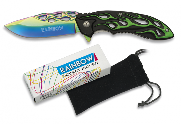 RainBow Green Lock Knife (AW456)