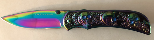 Rainbow Skull Lock Knife (AW332)