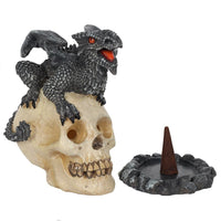 Black Dragon Skull Incense Cone Burner - Anne Stokes (AW705)