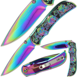 Rainbow Skull Lock Knife (AW332)