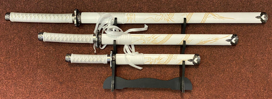 White (Engraved) Dragon Samurai Set (AW811)