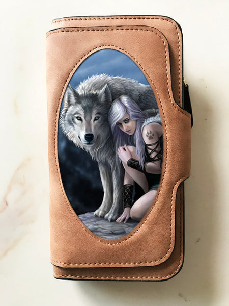 Protector Wolf Suede 3D Purse - Anne Stokes (AW744)